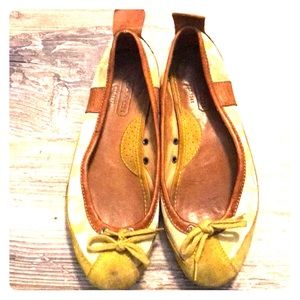 Leather Coach monogrammed flats
